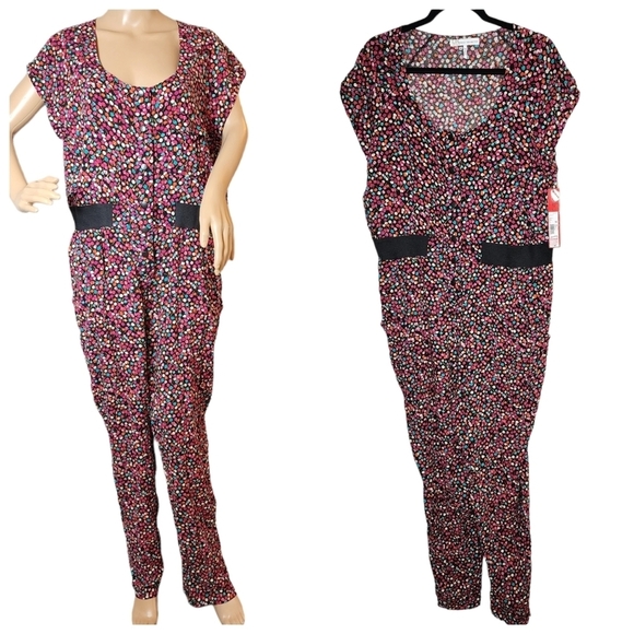 NWT French Connection floral jumpsuit. Pockets. Stretch waist.  Size 14. - Picture 1 of 16